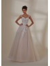 Beaded Lace Glitter Tulle Sheer Back Classic Wedding Dress